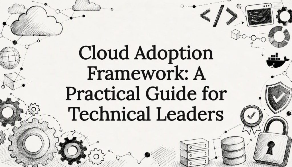 Decorative cloud adoption framework title card illustration